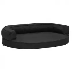 Colchón De Cama De Perro Ergonómico Aspecto Lino Negro 75x53cm Vidaxl