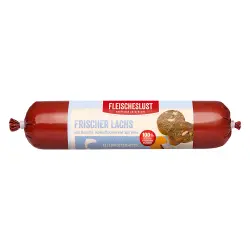 Fleischeslust Classic 6 x 800 g salchichas para perros - Salmón con espirulina y coco