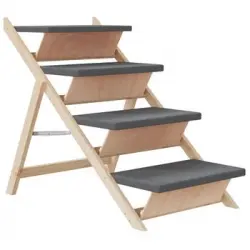 Escalera Para Perros Madera Maciza De Abeto Gris 105x47 Cm Vidaxl