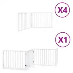 Puerta De Perros Plegable 12 Paneles Madera Álamo Blanca 960 Cm Vidaxl