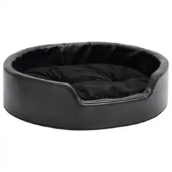 Cama Para Perros Felpa Y Cuero Sintético Negra 69x59x19 Cm Vidaxl