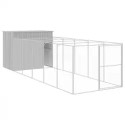 Caseta Perros Corral Acero Galvanizado Gris Claro 214x661x181cm Vidaxl