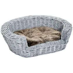 PawHut cama de mimbre gris para perros