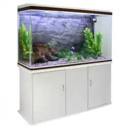 Acuario De 300l Con Mueble Blanco, Accesorios Y Grava Natural