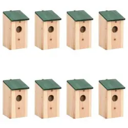 Casa Para Pájaros 8 Unidades Madera 12x12x22 Cm Vidaxl