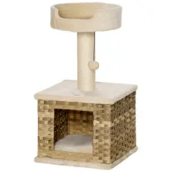 PawHut árbol rascador con cueva para gatos