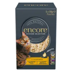 Encore Cat en caldo en bolsitas 5 x 50 g - Selección de pollo (3 variedades)