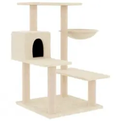 Rascador Para Gatos Con Postes De Sisal Color Crema 82,5 Cm Vidaxl