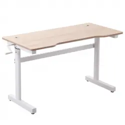 Vinsetto Escritorio de Pie Elevable Altura Ajustable con Manivela 120x60x72-117cm Blanco/Madera