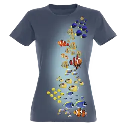 Camiseta Mujer Peces de colores color Azul