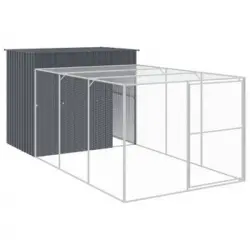 Caseta Perros Con Corral Acero Galvanizado Gris 214x457x181 Cm Vidaxl