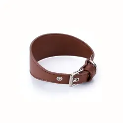 Collar de cuero vegano Pamppy especial galgos color Camel