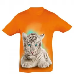 Camiseta Niño Tigre Blanco Bebé color Naranja