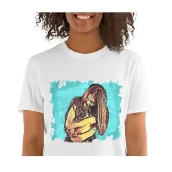 Mascochula camiseta mujer personalizada graffiti con tu mascota blanco