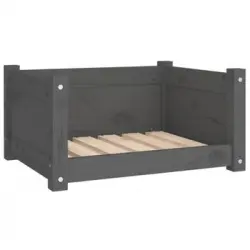 Cama Para Perros Madera Maciza De Pino Gris 55,5x45,5x28 Cm Vidaxl