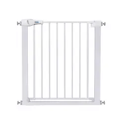 Nobleza - Barrera de Seguridad para Niños con Sistema de Cierre Automático, Sin Necesidad de Taladrar, Barrera de presión para bebés y Perros para escaleras y Puertas, Apertura de 75-82 cm, Blanco