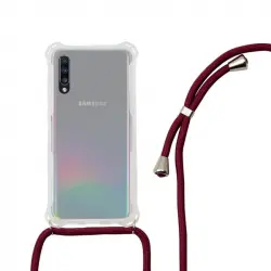 Ksix Funda Cordón Granate TPU Transparente para Samsung Galaxy A70