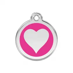 Placa identificativa Acero Inoxidable Esmalte Corazón Rosa Fuerte para perros