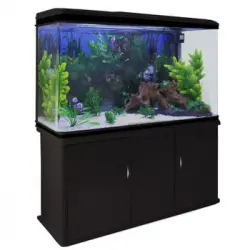 Acuario De 300l Con Mueble Negro, Accesorios Y Grava Blanca