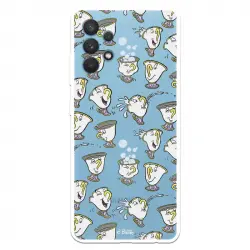 Funda Oficial de Disney Chip Potts Siluetas La Bella y la Bestia Azul para Samsung Galaxy A32 4G