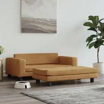 Cama Para Perros Con Extensión Terciopelo Marrón 100x50x30 Cm