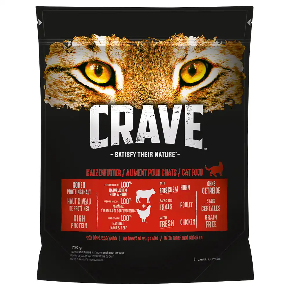 Crave Adult con vacuno y pollo pienso para gatos - 750 g