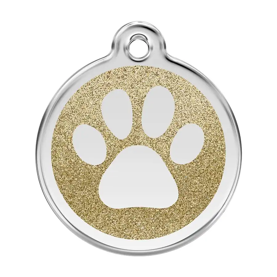 Placa identificativa Purpurina Huella perro Dorado para perros