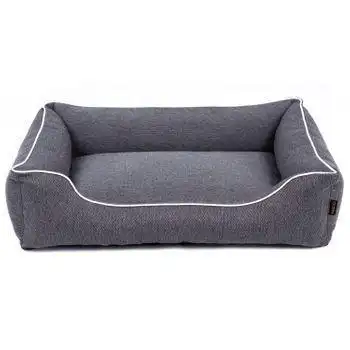 Cama Para Perro Sofá Mallorca Comfort Color Gris Oscuro Con Ribete Blanco 65x50 Cm