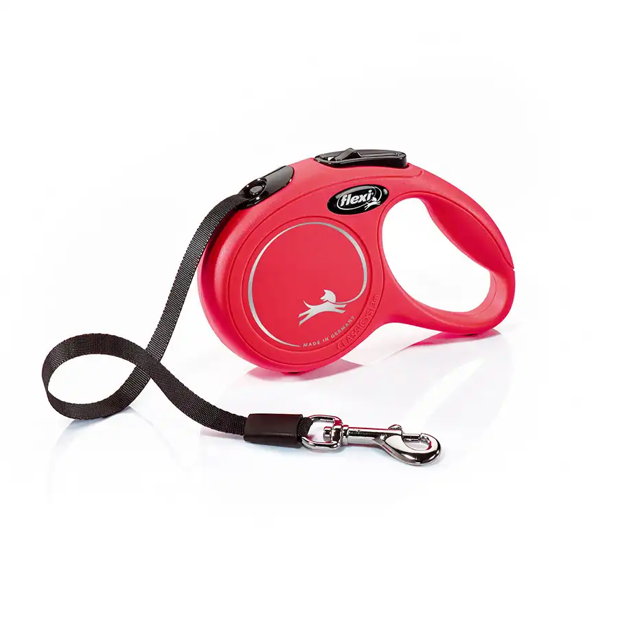 Flexi New Classic Correa Extensible de Cinta Roja para perros