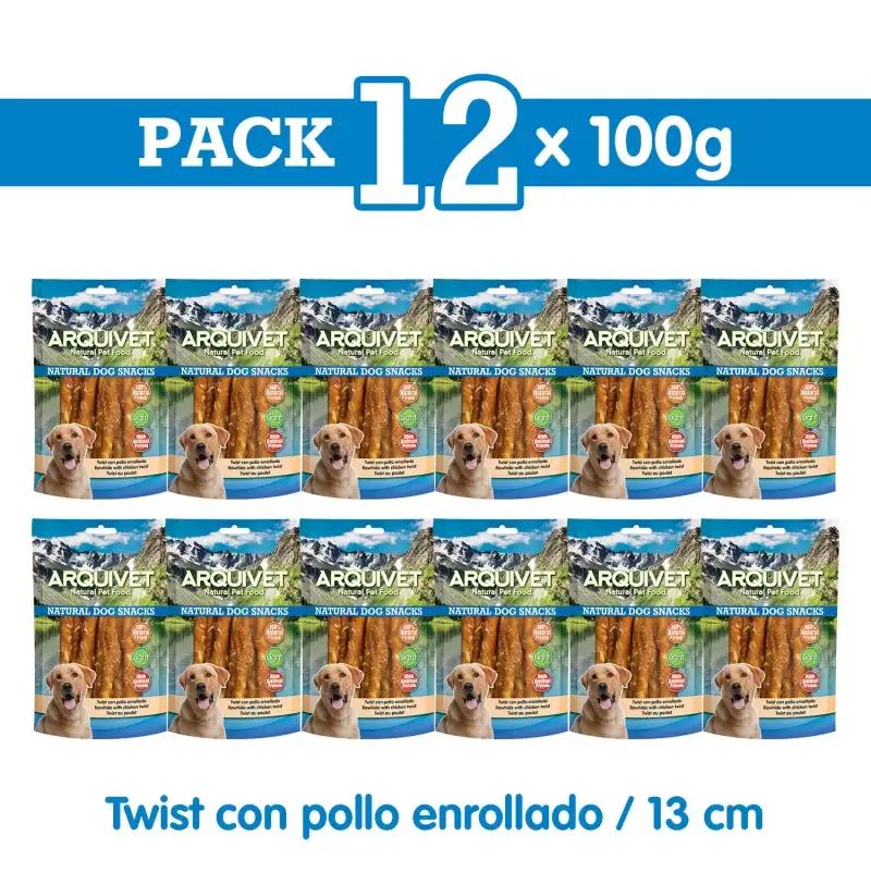 Twist con pollo enrollado 13 cm-100 g Snack para perros, Unidades 12 unidades