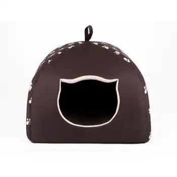 Caseta Para Gatos Con Almohada R3 49x49 Marron Huellas Igloo