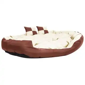 Cojín Para Perro Reversible Y Lavable Marrón Crema 150x120x25cm Vidaxl