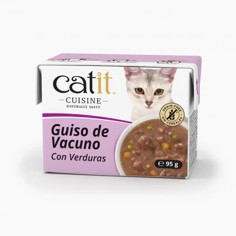 Guiso para gatos Catit Cuisine, Vacuno con verdura-95g