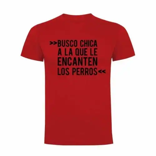 Camiseta hombre "Busco chica a la que la encanten los perros" color Rojo