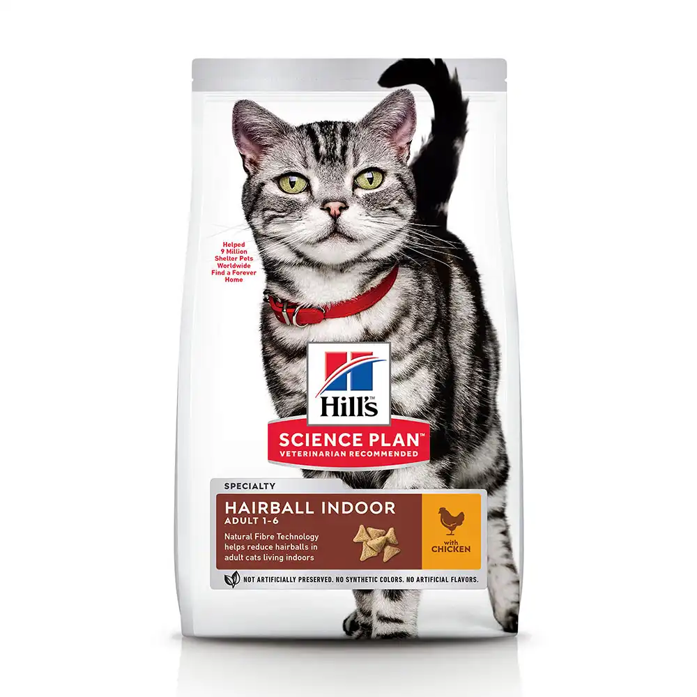 Hill's 10 kg pienso para gatos en oferta: 8 + 2 kg ¡gratis! - Hairball & Indoor con pollo