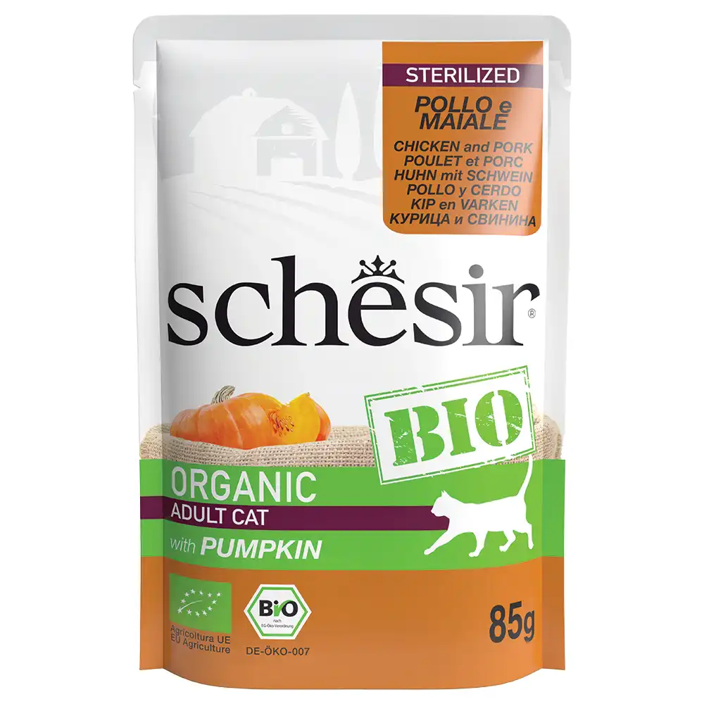 Schesir Sterelizado Pollo con Cerdo y Calabaza para Gatos 16x85 GR
