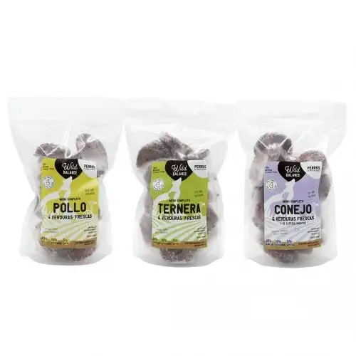 Pack mixto de menú completo BARF para perros sabor Pollo, ternera y conejo