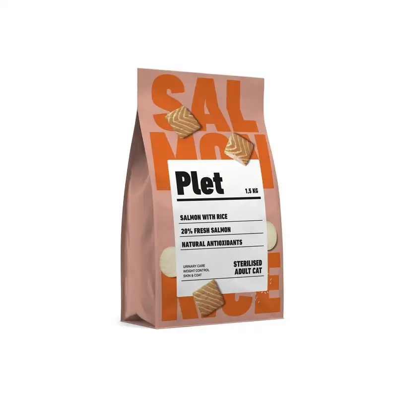 Pienso Plet para Gatos esterilizados - Salmón con arroz, Peso 3 Kg.