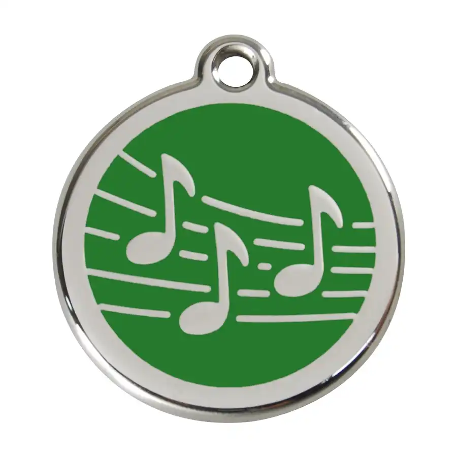 Placa identificativa Acero Inoxidable Esmalte Música Verde para perros