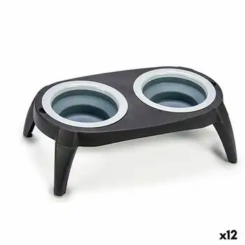 Comedero Para Mascotas Plegable Negro Silicona Plástico 9 X 39 X 9 Cm (12 Unidades)