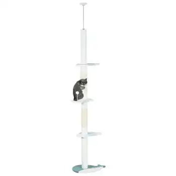 Árbol Para Gatos De Madera Felpa 55x38x225-255 Cm-pawhut.blanco