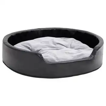 Cama Para Perros Felpa Y Cuero Sintético Negro Gris 79x70x19 Cm Vidaxl