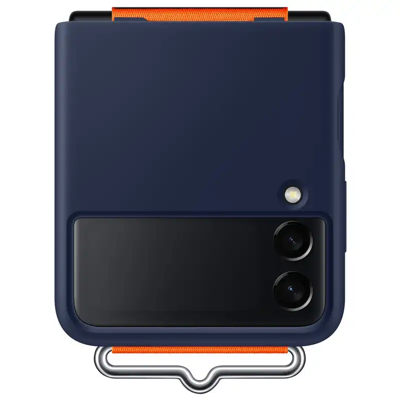 Samsung Silicone Cover con Correa Funda de Silicona Azul Marino para Galaxy Z Flip3 5G