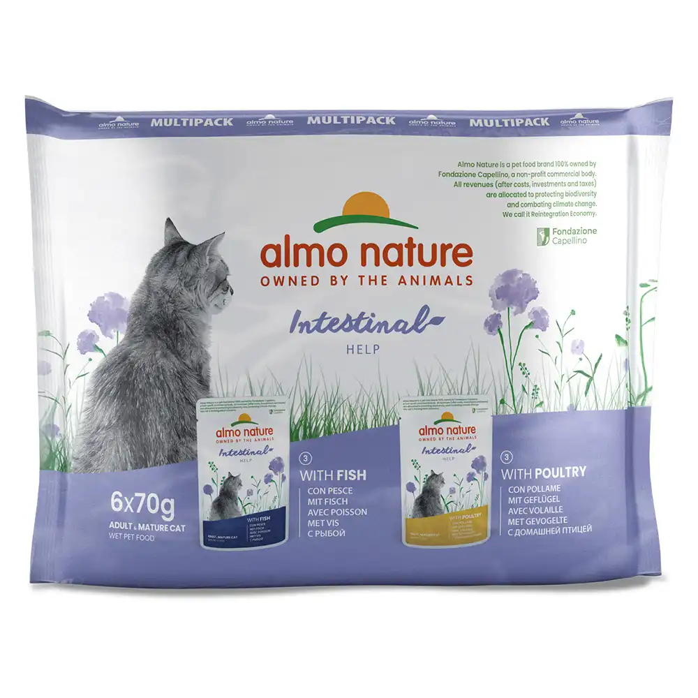 Almo Nature Holistic Digestive Help en bolsitas - Pack mixto I 6 x 70 g: 3 x Ave y 3 x Pescado