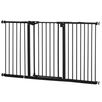 Barrera De Seguridad De Metal Plástico 74-147,5x76,2 Cm-pawhut.negro