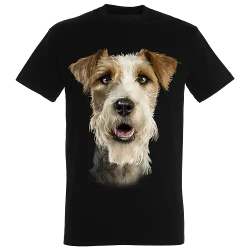 Camiseta Jack Russell pelo largo para hombre color Negro