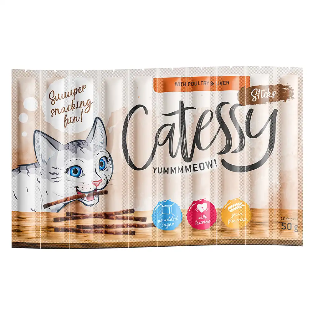 Catessy barritas 10 unidades para gatos - Ave e hígado