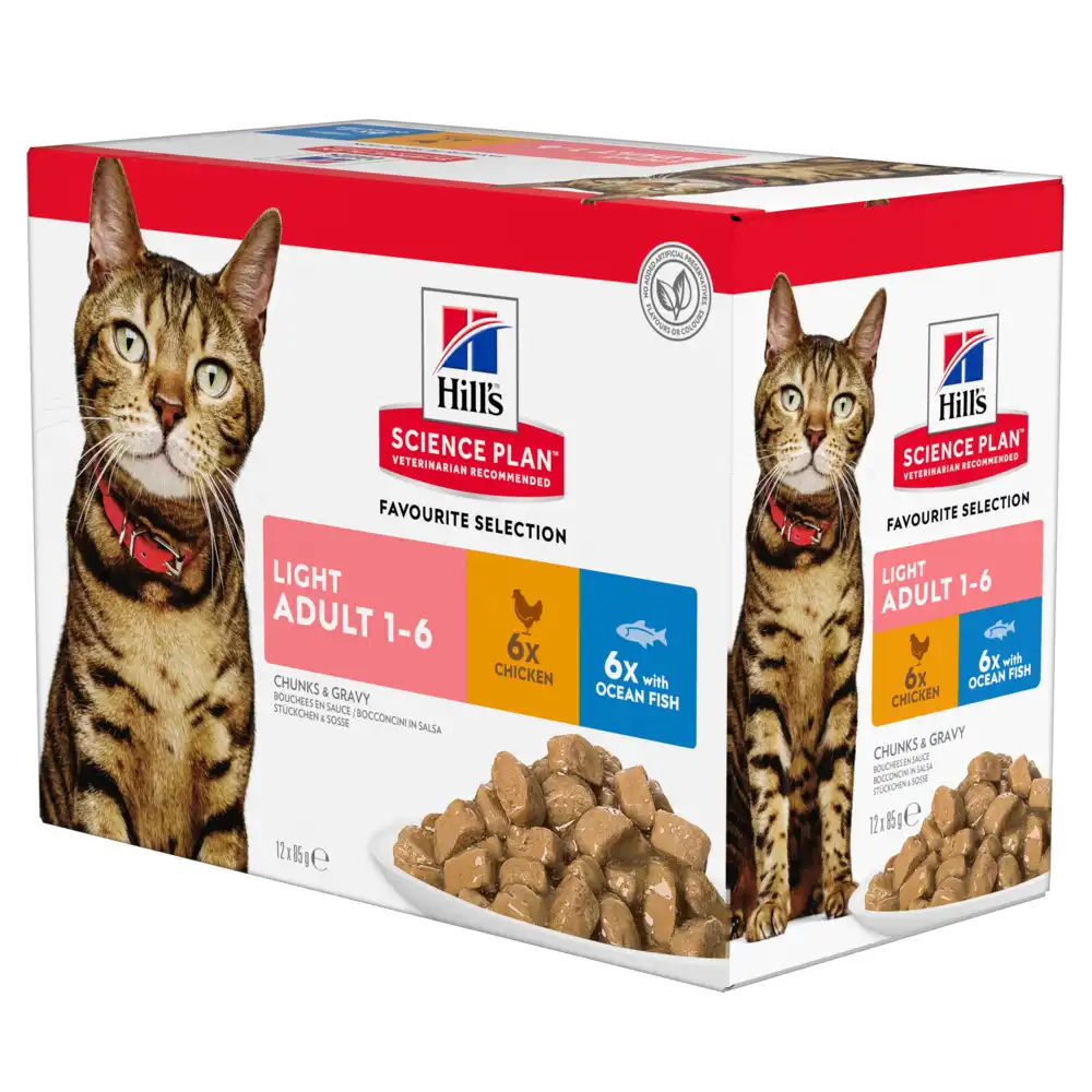 Hill's Adult Light Multipack 12 x 85 g para gatos - Selección de pollo y pescado azul