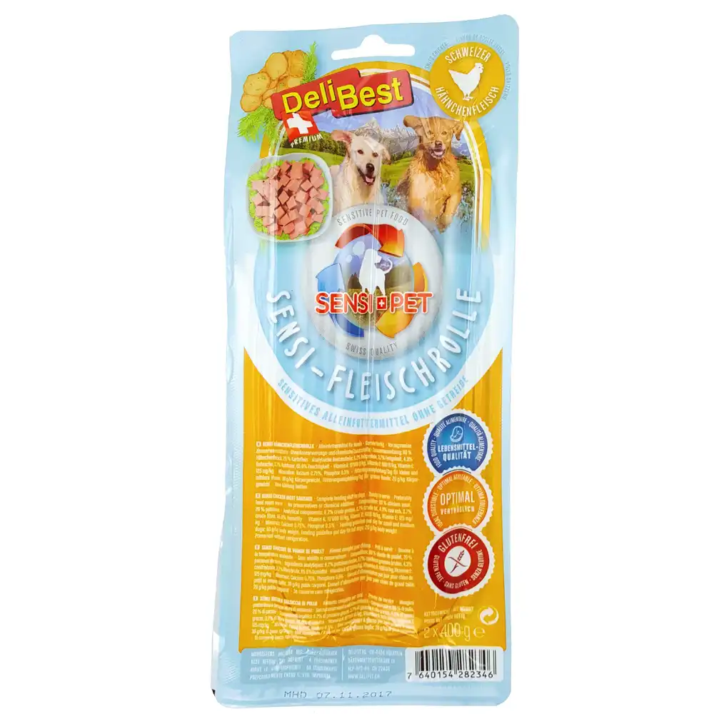 DeliBest Sensi Rollos de carne de pollo para perros - 2 x 400 g