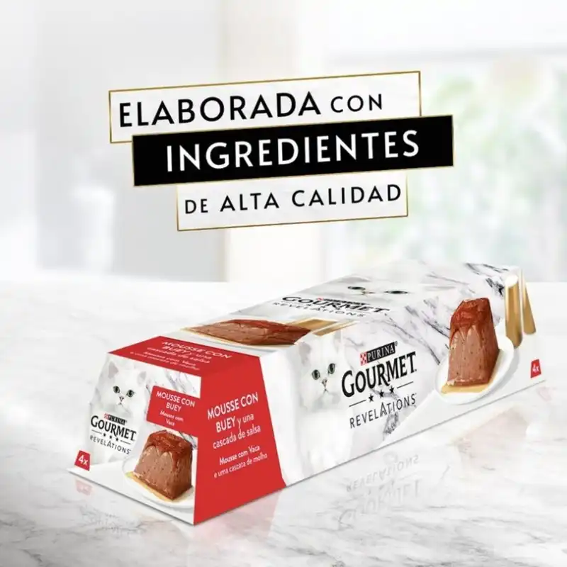 Gourmet Revelations Mousse Buey Comida Humeda Para Gato 24x57g, Unidades 24 Unidades.